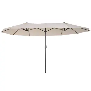 Outsunny Sun Umbrella Canopy Double-sided Crank Sun Shade Shelter 4.6M Beige