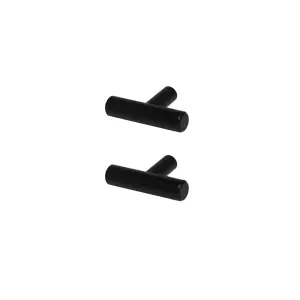 GoodHome Annatto Matt Black Kitchen cabinets T-shaped Pull handle (L)5cm (D)32mm, Pack of 2