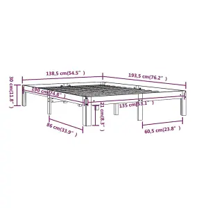 Berkfield Bed Frame White Solid Wood 135x190 cm Double