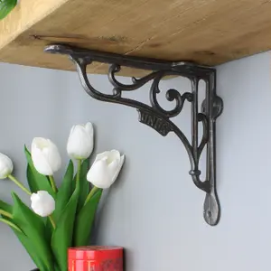 Oakcrafts - Pair of Antique Cast Iron 'GNER' Railway Victorian Style Shelf Brackets - 195mm x 180mm