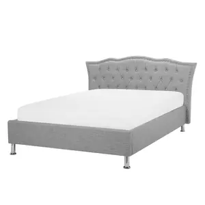 Fabric EU Double Size Ottoman Bed Grey METZ