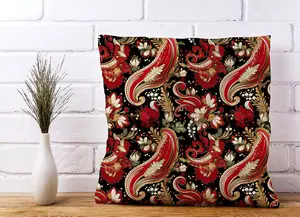 Paisley Christmas Stars Red Cushions 60cm x 60cm