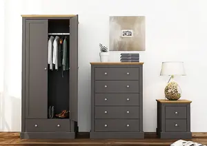 Devon 5 Drawer Chest Charcoal  W 79 x L 39.5 x H 111.9 cm