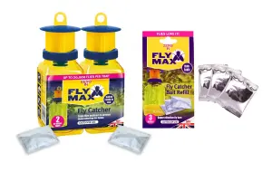 Fly Max Liquid Fly Traps & Bait Refills Outdoor Fly Max Catcher Baited Fly Trap