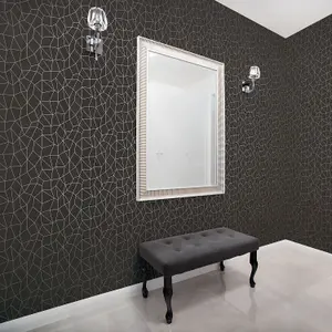 Galerie Special FX Black Silver Glitter Web Embossed Wallpaper