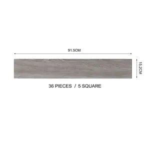 Set of 36 Self Adhesive Plank PVC Flooring Rustic Style Waterproof Wood Grain Flooring Covering 5m²