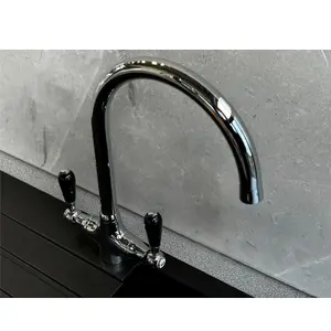 Reginox Brooklyn Traditional Chrome Dual Black Lever Kitchen Mixer Tap