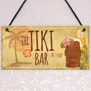 Red Ocean The Tiki Bar Party Hanging Bar Pub Plaque Cocktails Beach Garden Wall Sign Decoration Gift