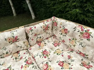 Pallet Cushion Set Corner Sofa Garden Outdoor 2x2.4m Floral Tufted Quilted Pads