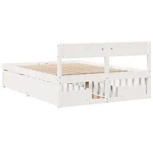 Berkfield Bed Frame without Mattress White 135x190 cm Double Solid Wood Pine