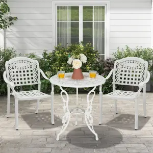 Costway Set of 2 Cast Aluminum Outdoor Patio Chairs Stackable Dining Chairs w/Armrests