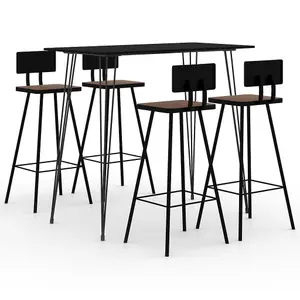 Berkfield 5 Piece Bar Set Black