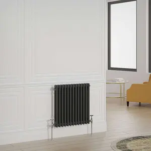 G-Rad Black Double Column Horizontal Radiator - (H) 600 x (W) 590mm