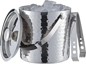 Buckingham Double Wall Stainless Steel Ice Bucket 2.3 L with Lid and Ice Tong for Home, Restaurant, BBQ, Clubs, Parties