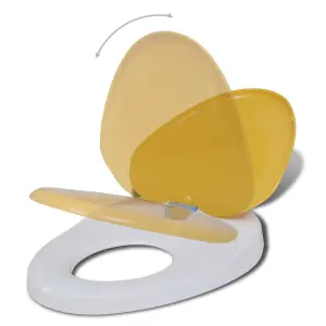 Toilet Seats with Soft Close Lids 2pcs Plastic White and Yellow