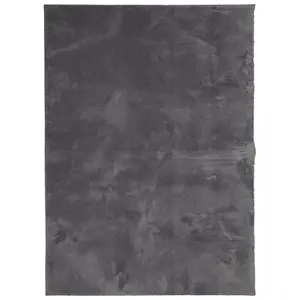 Rug HUARTE Short Pile Soft and Washable Anthracite 140x200 cm