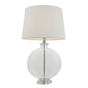 Table Lamp - Clear Glass & Nickel Plate - 60W E27 - Bedside Light Base & Shade