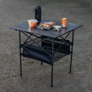 Andes 70 x 70cm Roll-Top Camping Table with Mesh Shelf