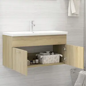 Berkfield Sink Cabinet with Built-in Basin Sonoma Oak Engineered Wood