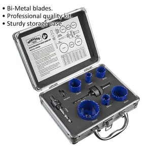 Comprehensive 9 Piece Electricians Hole Saw Kit with Bi-Metal Blades and Quick Release Arbor