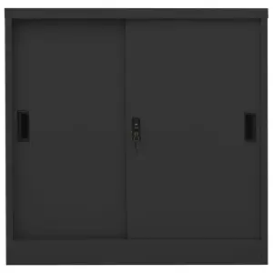 Berkfield Sliding Door Cabinet with Planter Box Anthracite Steel