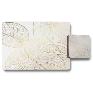 Golden Botanical Line Art Placemat & Coaster Set / Default Title