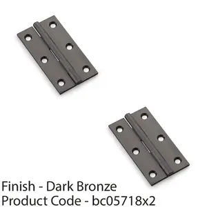 2 PACK - PAIR Solid Brass Cabinet Butt Hinge - 75mm - Dark Bronze Premium Cupboard