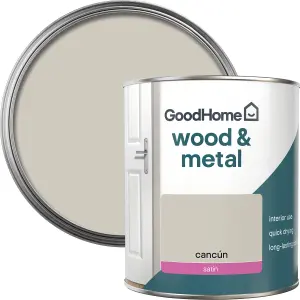 GoodHome Cancún Satin Metal & wood paint, 750ml