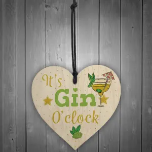 Red Ocean Handmade Gin Sign Gin Tonic Gift Wooden Heart Plaque Friend House Warming Bar Gift