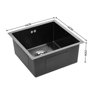 Black Drop-in Kitchen Sink, Single Bowl Stainless Steel Sink