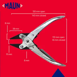 Maun Flat Nose Parallel Plier Return Spring 140 mm