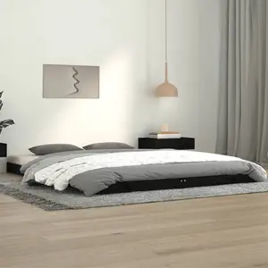 Bed Frame Solid Wood Black / European Kingsize (160 x 200cm)