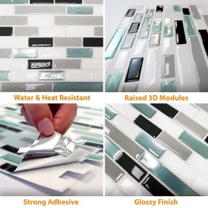 12 Pcs 30.5x15.4cm 3D Tile Stickers