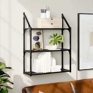 3 Piece Floating Shelf Black / 78.5 cm H x 23.62 cm W x 21 cm D