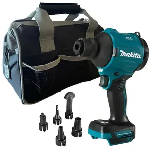 Makita DAS180Z 18v Brushless Dust Blower Inflator Deflator LXT + Nozzles + Bag