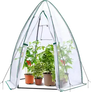 Portable Tent Style Greenhouse - Weatherproof Plant Protector with PE Cover, Zippered Door & Window