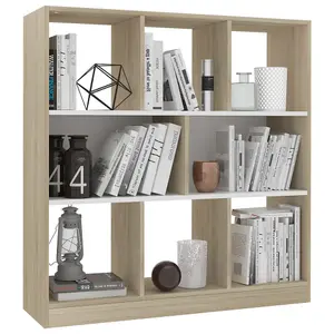 Berkfield Book Cabinet White and Sonoma Oak 97.5x29.5x100 cm Engineered Wood