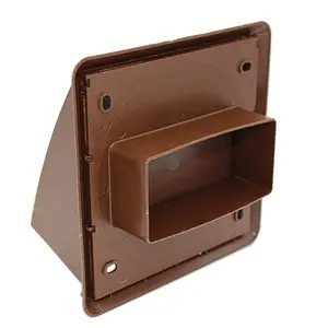 Kair Brown Cowled Outlet Grille 155mm External Dim Wall Vent With Rectangular 110mm x 54mm Rear Spigot & Backdraught Shutter