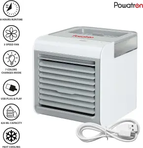 3 in 1 Portable Cool Unit Evaporative Air Cooler Chiller Conditioner Humidifier Purifier - With Soothing Mood Light