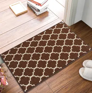 Smart Living Heavy Duty Machine Washable Runner for Hallway, Kitchen Non Slip Floor Mats, Door Mat 80cm x 150cm - Brown Cream