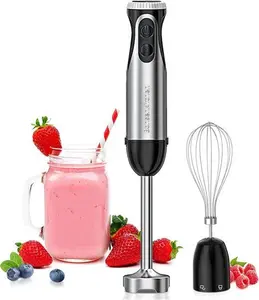 Bonsenkitchen Hand Blender, 2-In-1 Multi-Purpose Stick Blender With Whisk, Powerful 1000W Handheld Blender, 20-Speed And Turbo Mode, Stainless Steel