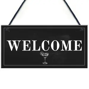 Shabby Chic Welcome Sign To Home Bar Pub Plaque Garden Summerhouse Sign