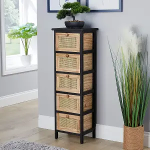 Home Source Mosina 5 Drawer Rattan Storage Chest