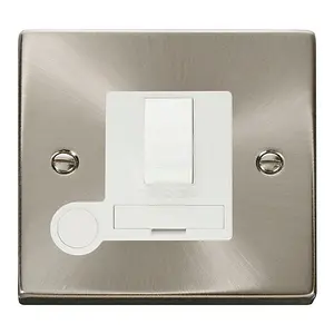 Satin / Brushed Chrome 13A Fused Connection Unit Switched With Flex - White Trim - SE Home