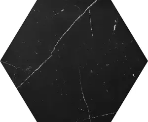 Top Ceramics Black Marble Matt Hexagon Floor Wall Tile (L)22.5cm x (W)22.9cm Each box 0.87sqm