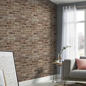 Tanlay Dark red Brick effect Smooth Wallpaper