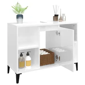 Berkfield Sink Cabinet High Gloss White 80x33x60 cm Engineered Wood