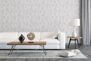 Galerie Bazaar Light Grey Broadleaf Smooth Wallpaper