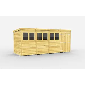 DIY Sheds 16x7 Pent Shed - Double Door With Windows