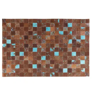 Cowhide Area Rug 140 x 200 cm Brown and Blue ALIAGA